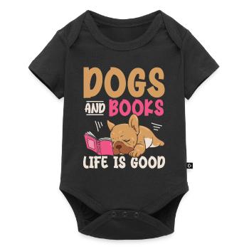 Dogs And Books Life Is Good Dog Owner Paws - Baby Premium short-sleeve bodysuit - black - Front