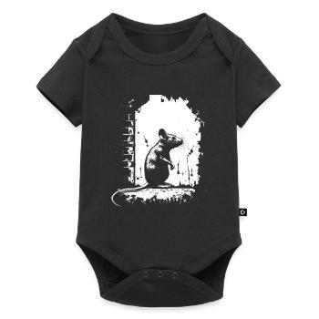 Rat Stencil Art White and Black - Baby Premium short-sleeve bodysuit - black - Front