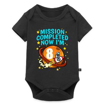 Space 8th Birthday Astronaut Planets Rocket Ship - Baby Premium short-sleeve bodysuit - black - Front