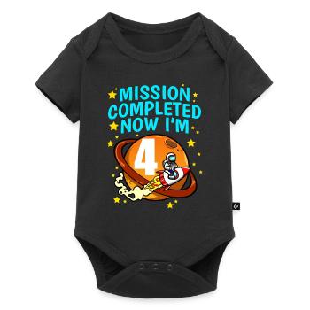 Space Birthday 4 Astronaut Planets Rocket Ship - Baby Premium short-sleeve bodysuit - black - Front