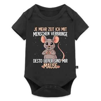 Maus - Baby Premium Kurzarmbody - Schwarz - Vorne