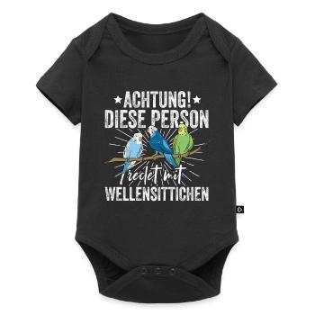 Wellensittich Nymphensittich Papagei Vogelkäfig - Baby Premium Kurzarmbody - Schwarz - Vorne