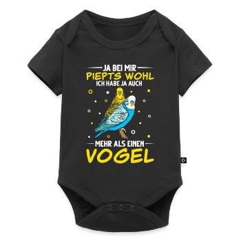 Wellensittich Nymphensittich Papagei Vogelkäfig - Baby Premium Kurzarmbody - Schwarz - Vorne