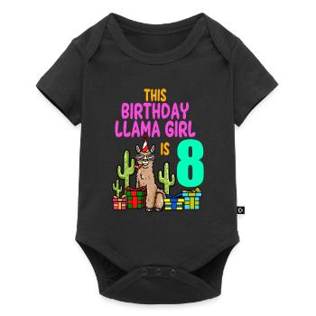 Llama Girl 8th Birthday Party Alpaca - Baby Premium short-sleeve bodysuit - black - Front