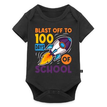 100 Days of School Rocket Astronaut Space - Baby Premium short-sleeve bodysuit - black - Front