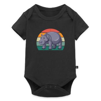 Hippopotame Hippopotame du Nil Hippopotame Hippopotame pygmée - Body à manches courtes Premium Bébé - noir - Devant