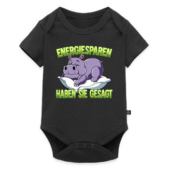 Energiesparen Haben Sie Gesagt Nilpferd - Baby Premium Kurzarmbody - Schwarz - Vorne