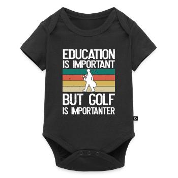 Education is important, but golf is more important - Baby Premium short-sleeve bodysuit - black - Front