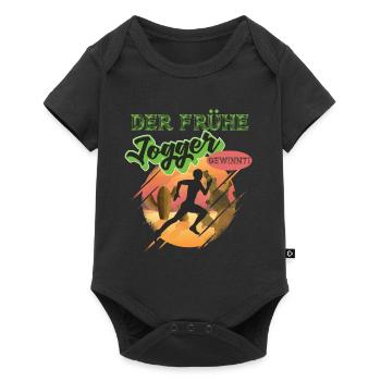 Lustiges Marathon Läufer Laufen Cross Country - Baby Premium Kurzarmbody - Schwarz - Vorne