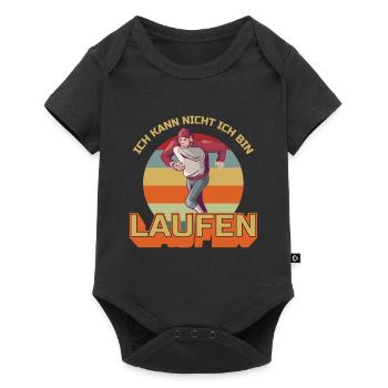 Lustiges Marathon Läufer Laufen Cross Country - Baby Premium Kurzarmbody - Schwarz - Vorne