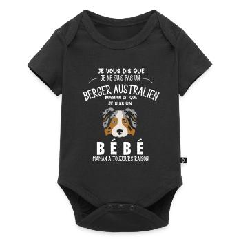 je ne suis pas un berger australien - Body à manches courtes Premium Bébé - noir - Devant