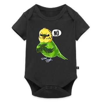 Wellensittich Nö - Baby Premium Kurzarmbody - Schwarz - Vorne