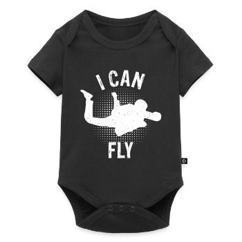 I CAN FLY - Fallschirmsprung Flugzeug Höhe Sprung - Baby Premium Kurzarmbody - Schwarz - Vorne