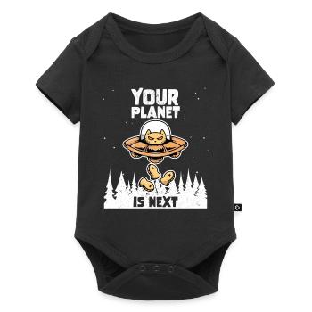 Alien Galaxy Space Cat Lover Your Planet Is Next - Baby Premium Kurzarmbody - Schwarz - Vorne