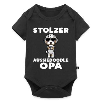 Aussiedoodle Opa Hund - Baby Premium Kurzarmbody - Schwarz - Vorne