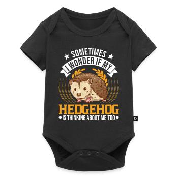 Igel Geschenk Stacheligel - Baby Premium Kurzarmbody - Schwarz - Vorne