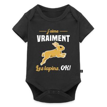J'aime vraiment les Lapins OK - Body à manches courtes Premium Bébé - noir - Devant
