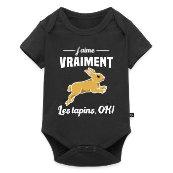 J'aime vraiment les Lapins OK - Body à manches courtes Premium Bébé - noir - Devant