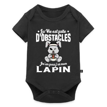 La Vie est faite d'obstacles j'ai mon Lapin Cadeau - Body à manches courtes Premium Bébé - noir - Devant