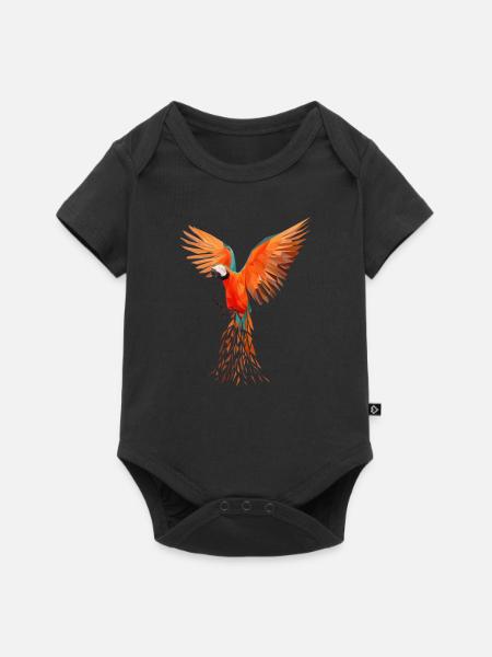Bunte Ara-Papageien - Modernes Vogeldesign - Baby Premium Kurzarmbody - Schwarz