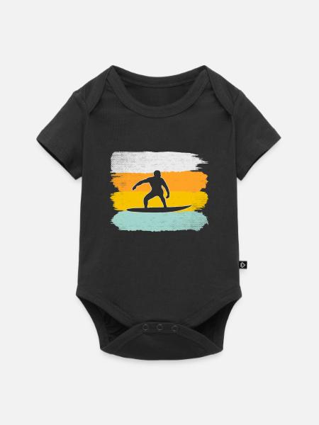 Surfen Retro - Baby Premium Kurzarmbody - Schwarz