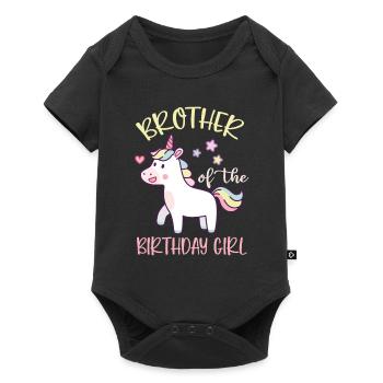 Brother of birthday boy - unicorn - Baby Premium short-sleeve bodysuit - black - Front