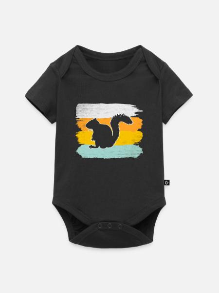 Eichhörnchen Retro - Baby Premium Kurzarmbody - Schwarz