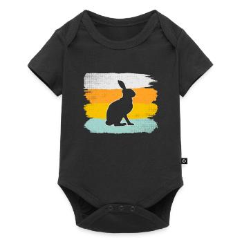 Lapin Rétro - Body à manches courtes Premium Bébé - noir - Devant