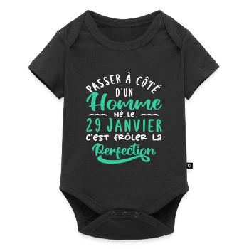 Anniversaire Homme - Né le 29 Janvier - Body à manches courtes Premium Bébé - noir - Devant