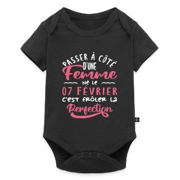 Anniversaire Femme - Né le 7 Février - Body à manches courtes Premium Bébé - noir - Devant