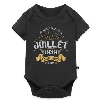 Juillet 1939 84 Ans Anniversaire Vintage Cadeau - Body à manches courtes Premium Bébé - noir - Devant