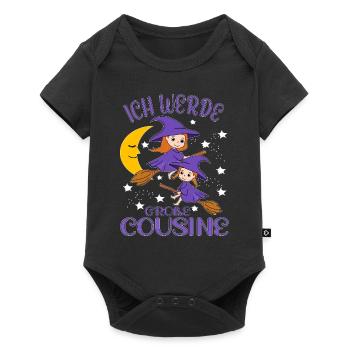 Cousine Ich werde große Cousine Cousinen Hexen - Baby Premium Kurzarmbody - Schwarz - Vorne