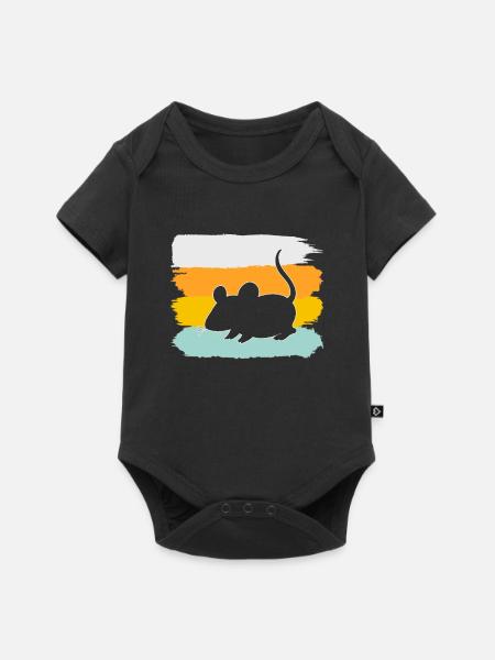 Maus Retro - Baby Premium Kurzarmbody - Schwarz