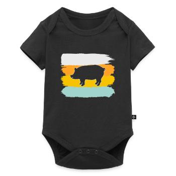 Porc Rétro - Body à manches courtes Premium Bébé - noir - Devant