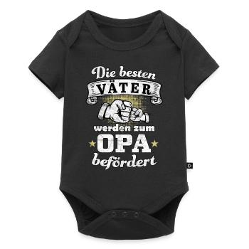 Die besten Väter werden zum Opa befördertTshirt - Baby Premium Kurzarmbody - Schwarz - Vorne