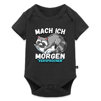 Mach Ich Morgen Versprochen Waschbär - Baby Premium Kurzarmbody - Schwarz - Vorne