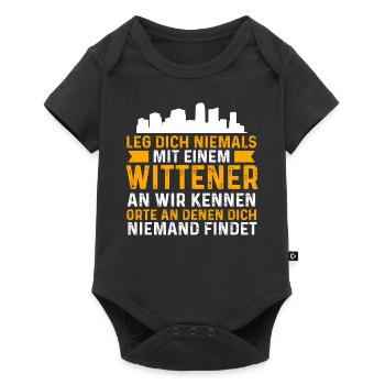 Leg Dich Niemals Mit Einem Wittener An - Baby Premium Kurzarmbody - Schwarz - Vorne