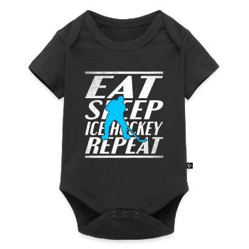 Essen Schlafen Eishockey - Baby Premium Kurzarmbody - Schwarz - Vorne