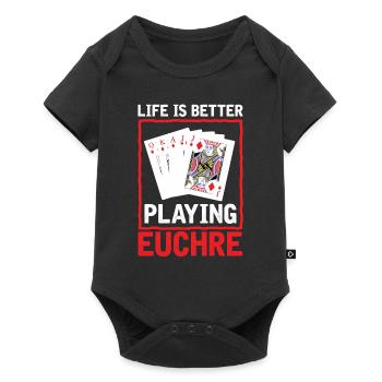 La vie mieux jouer Euchre - Carte de joueur Euchre - Body à manches courtes Premium Bébé - noir - Devant
