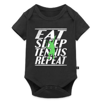 Essen Schlafen Tennis - Baby Premium Kurzarmbody - Schwarz - Vorne