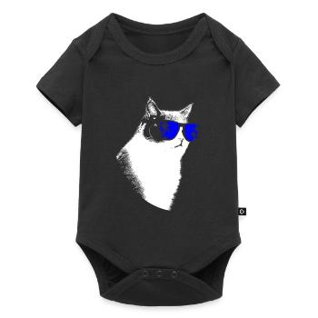 Katze Sonnenbrille Kätzchen Katzenliebe Katzenlieb - Baby Premium Kurzarmbody - Schwarz - Vorne