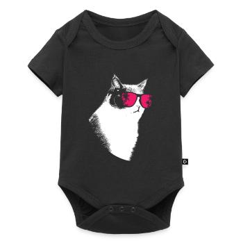 Katze Sonnenbrille Kätzchen Katzenliebe Katzenlieb - Baby Premium Kurzarmbody - Schwarz - Vorne