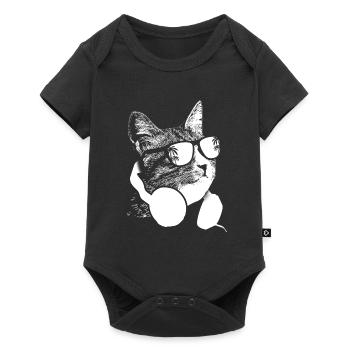Katze Sonnenbrille Kätzchen Katzenliebe Katzenlieb - Baby Premium Kurzarmbody - Schwarz - Vorne