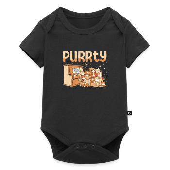 Purrty Musician Pianist Cat Whisperer Kitty Lover - Baby Premium short-sleeve bodysuit - black - Front