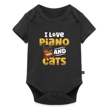 J’aime piano et chats musicien pianiste chat - Body à manches courtes Premium Bébé - noir - Devant