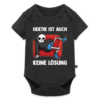 Hektik Ist Auch Keine Lösung - Baby Premium Kurzarmbody - Schwarz - Vorne