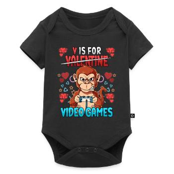 V Is For Video Games Valentine's Day Gamer - Baby Premium short-sleeve bodysuit - black - Front