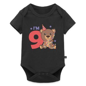 Ninth birthday bear for children 9 years old - Baby Premium short-sleeve bodysuit - black - Front