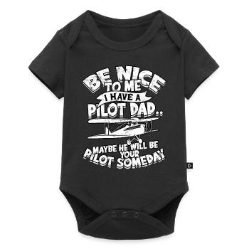 pilot flugzeug fliegen tochter geschenkidee gesche - Baby Premium Kurzarmbody - Schwarz - Vorne