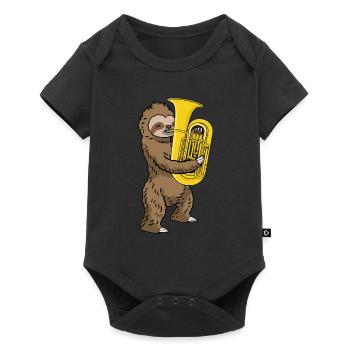 Faultier Musik Geschenk Kinder Band Tuba - Baby Premium Kurzarmbody - Schwarz - Vorne